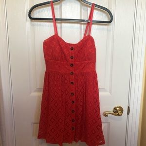 Pink Button-Up Spaghetti Strap Dress